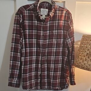 American Eagle Outfitters Burgundy and White Checkered Shirt